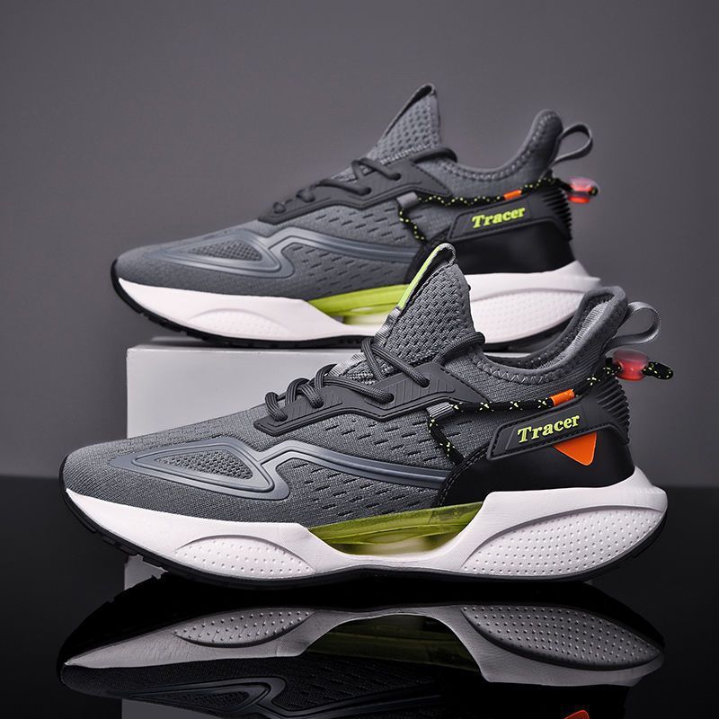 Men's shoes mesh sneakers casual shoes boy's sports shoes flying wove athletic shoes Daddy's driving shoes Student's running shoes grey