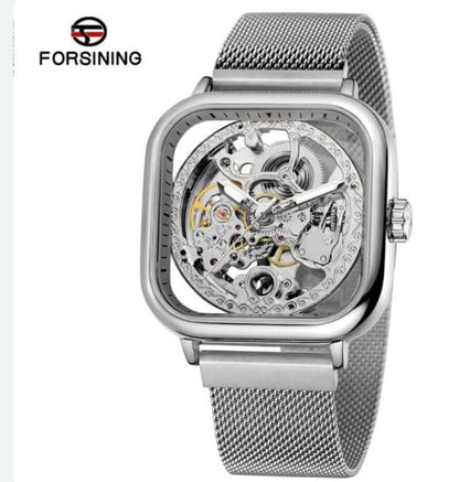 Forsining Automatic Watch – Skeleton Dial Self-Winding Mechanical Men’s Timepiece, Stainless-Steel Case, Luminous Hands, Leather/Mesh Strap Options, 3ATM Water Resistant, Gift Box (FS Series)