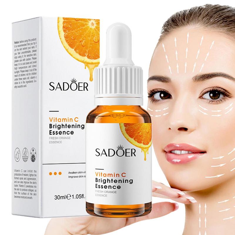 SADOER Vitamin C Serum Whitening Essence Turmeric Antioxidant Serum Aloe Vera Moisturizing Face Serum Anti Wrinkle Anti Aging Skin Care Brightening Pomegranate Essence Deep Hydration Fade Acne Mark