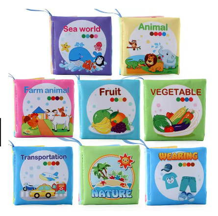 Baby Cloth Books Enlightenment Early Educational Toys Kids Fruits Animal Numbers Food Cognitive Book for Toddlers 0-36 Month