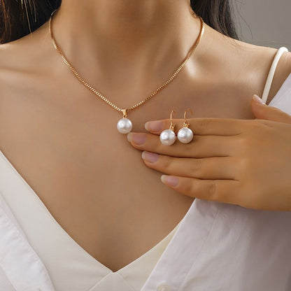 8pcs/Set Earrings Sets + Necklace Women Jewelry Clavicle Chain Creative Personality Cameo Earrings Fashion Accessories Pearl Pendants Valentine's Gifts Fashion Stunning Earrings For Beautiful Girls