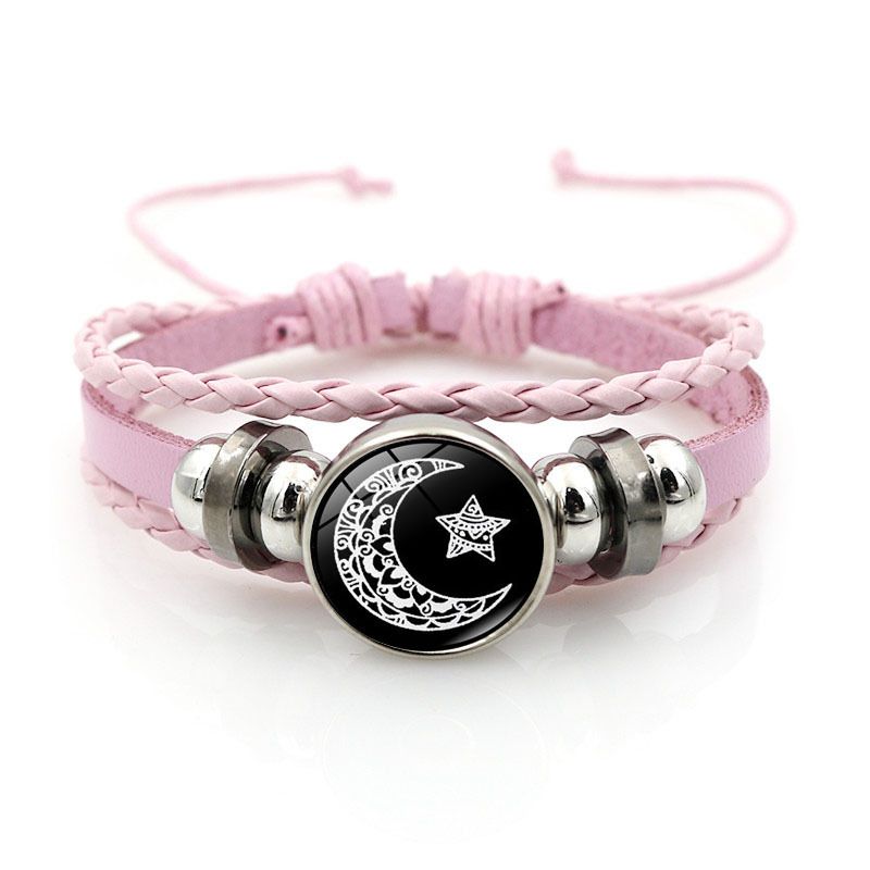 2Pcs Leather Bracelet for Couples, Retro Punk Multi-layer Beaded Braided Bracelet Gift for Lovers