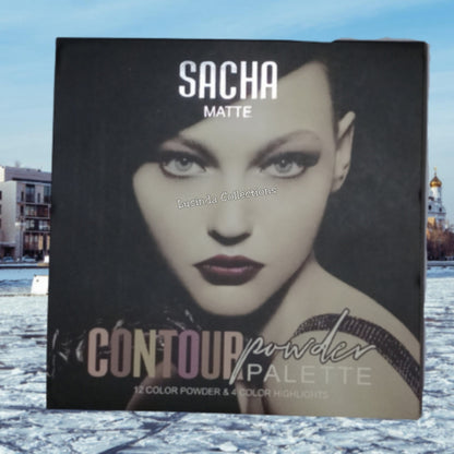 Sacha 16 Matte Contour Powder Palette- 12 Color Powder, 4 Color Highlighters