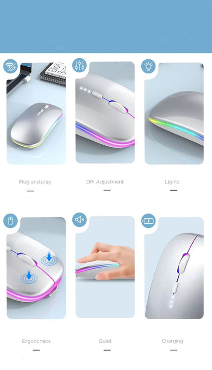ZHJH Dual-mode gaming mouse with battery display Bluetooth wireless mouse Rechargeable silent luminous mouse suitable for tablets and computers