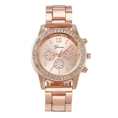 5pcs/set Women's Casual Quartz Watch Jewelry Women's Diamond Watch Ring Necklace Earrings Bracelet Set Wristwatch Female Casual Ladies Quartz Watches