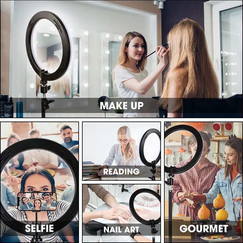 10-Inch Led Ring Light Adjustable 2.1m Stand For Selfie Straight Video Selfie Light Flash