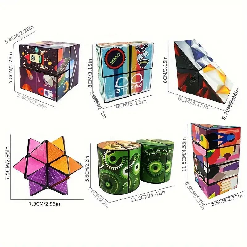 3D Hexagon Puzzle for Youngsters Infinity Magic Cube - 3D Hexagon Puzzle for Youngsters Space Geometry Flip Toy Brain Boost & Relax Mixed Colors, ABS Material