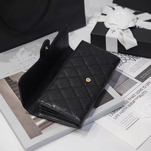 Black long wallet with large capacity and high-end feel, zippered inner pocket, flip cover card bag, two in one, high looks for girls
