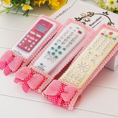 3Pcs Remote control kit,cloth set TV Remote Control Case Cover Textile Protective Bag , Tv Remote Control Protective Sleeve Dust Cover Tv Remote Control Cover With Bowknot Fabric