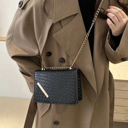 Mateamoda Luxury-Inspired Quilted Sling Bag with Gold Chain Accent Crossbody Bag