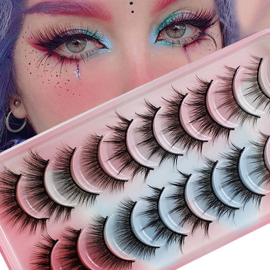 10 Pairs Set False Eyelashes Thick Fluffy Cosplay Lashes Mixed Pack Fake Eyelashes Natural Long Eyelash Extension Makeup Lashes