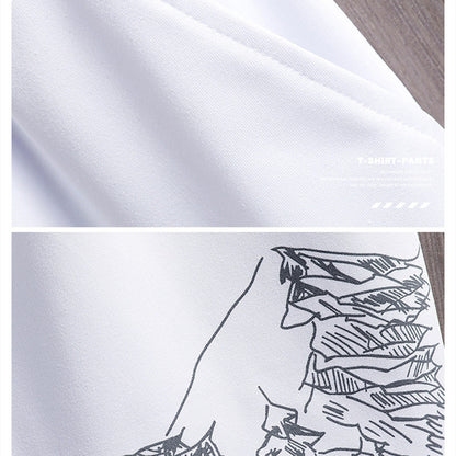 2 PCS 2 in 1 Men Clothes T-Shirts tshirts Shorts Polos Men Suits Fashion Summer Print Round Neck Short Sleeve Shorts T-Shirt Sets