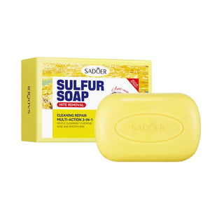 SADOER Sulfur Soap Mite Removal Soap, for Gentle Cleaning, Remove Acne and Smooth Skin
