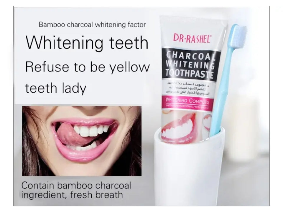 Dr. Rashel Charcoal Whitening Toothpaste Remove Stains Fresh Breath Smoke Coffee Tea Stains Teeth Brightening Complexion