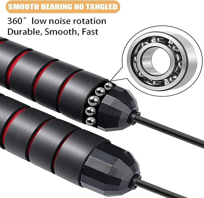 Jump Rope Tangle-Free Rapid Speed Jumping Rope with Ball Bearings, Skipping Rope with Foam Handles for Women Men Kids, Adjustable Jump Rope for Fitness Workout Aerobic Exercise