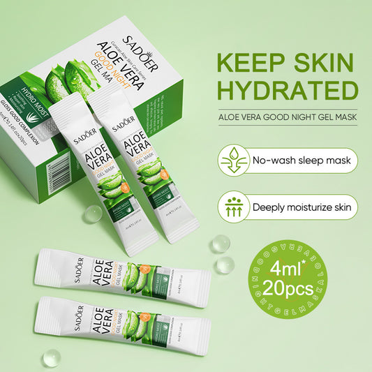 SADOER 27PCS Skin Care Set Aloe Vera Moisturizer Whitening Gift Set Face Lotion + Face Toner + Face Serum + Exfoliating Gel + Eye Cream + 20PCS Good Night Gel Masks + Hand Cream + Lip Balm Moisturizin
