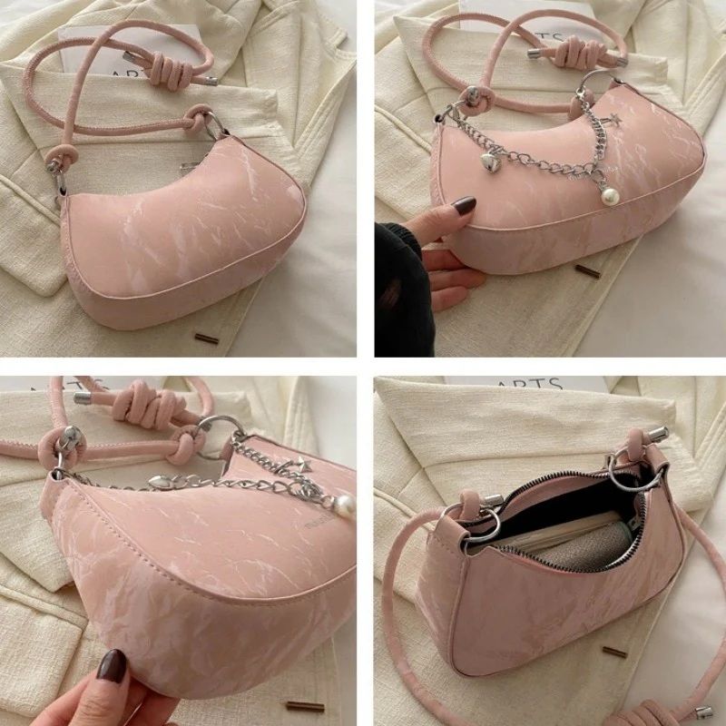 Mateamoda Chic Sling Bag with Chain Accents Shoulder Handbag Crossbody Bag