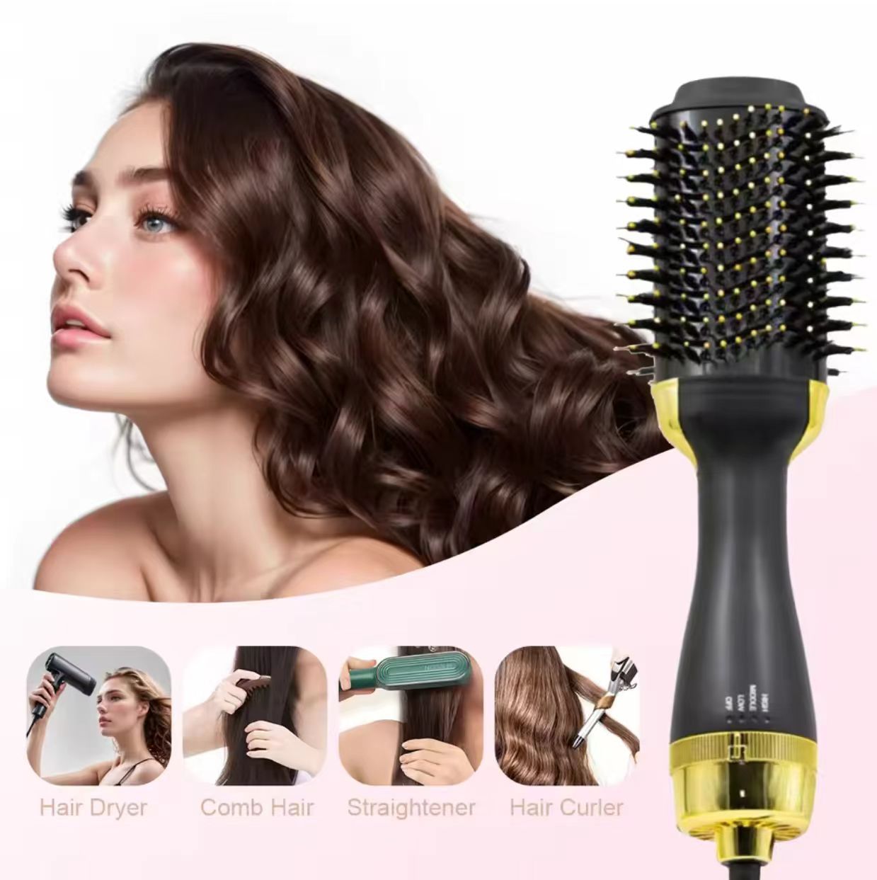 Pro One Step Hair Dryer Hair Comb Brush Volumizer Hair Straightener Hot Air Curling Iron Rotating Hair Rollers Straightening Irons