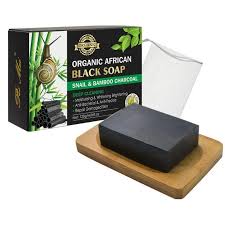 Pei Mei Organic African Black Soap With Snail & Bamboo Charcoal