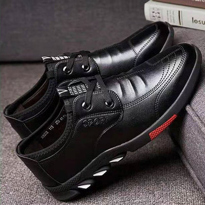 ASSKLO PU leather shoes men's leather casual shoes sport sneaker footwear business leather shoes men's leather shoes dress shoes lace-up shoes fashion versatile casual shoes driving shoes men Black