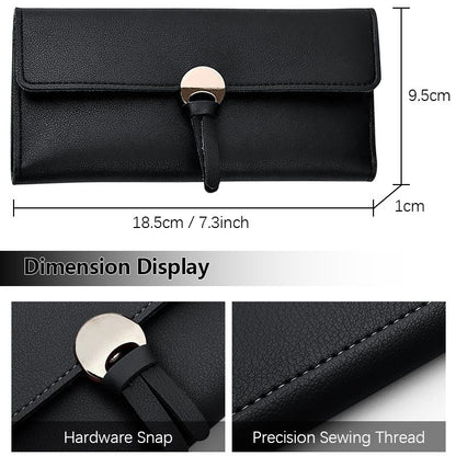 Women Long Wallet Ladies Coin Purse Tri-fold Wallet Card Case Black Wallet