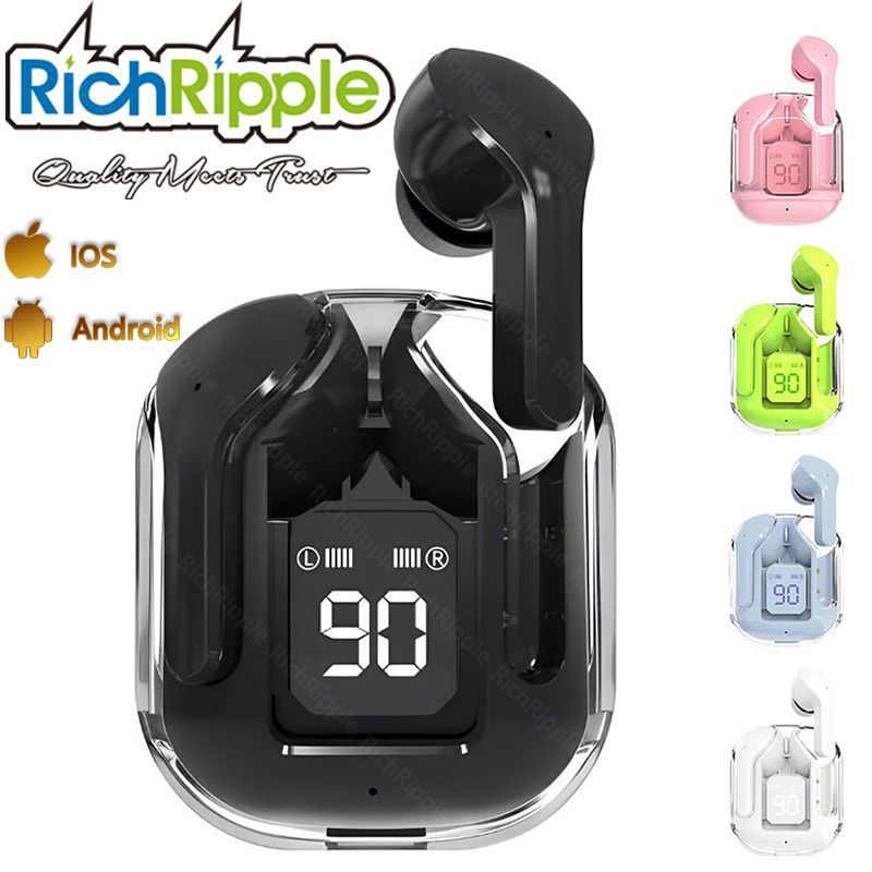 RichRipple Air31 Plus+ Bluetooth Earphone Transparent Fashion Shell in-Ear Earpods LED Digital Display Long Life Portable With Translucent Charging Case Bluetooth 5.3