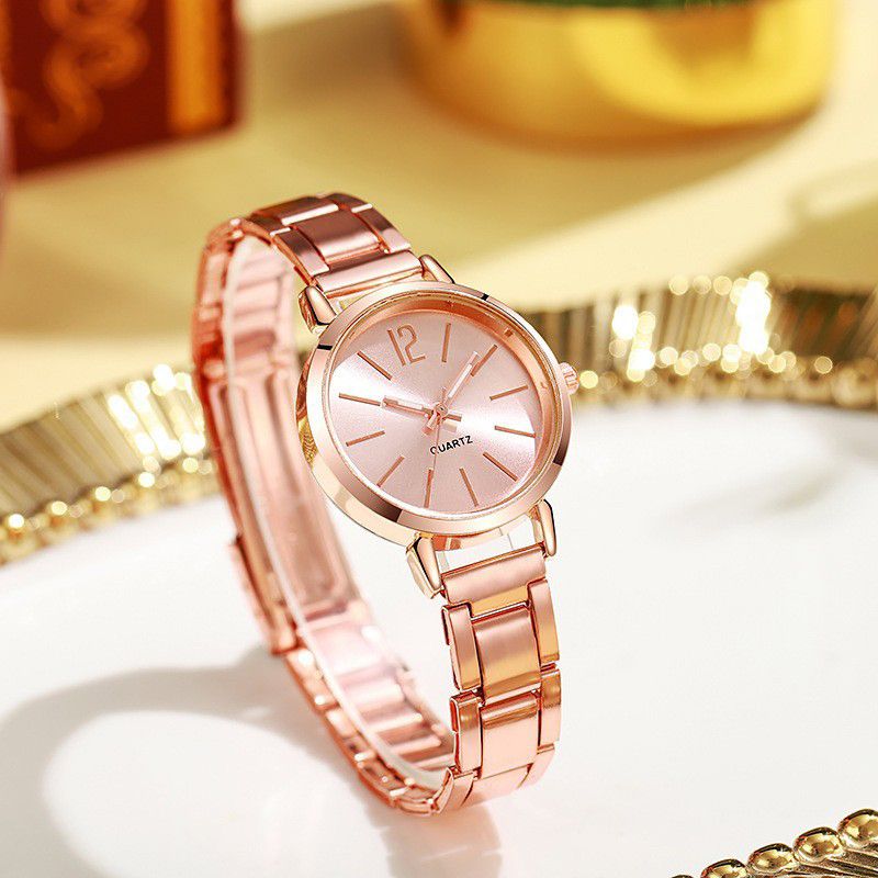 2pcs Luxury Women Rhinestone Rose Gold Watch Fashion Ladies Quartz Diamond Wristwatch Elegant Female Bracelet Watches Set Gift