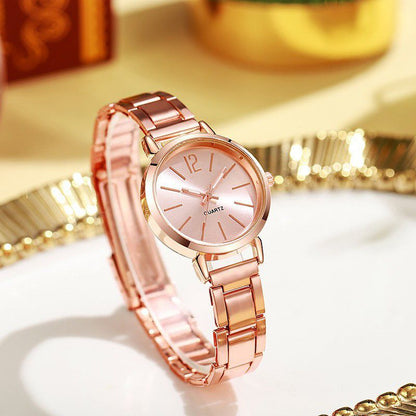 2pcs Luxury Women Rhinestone Rose Gold Watch Fashion Ladies Quartz Diamond Wristwatch Elegant Female Bracelet Watches Set Gift