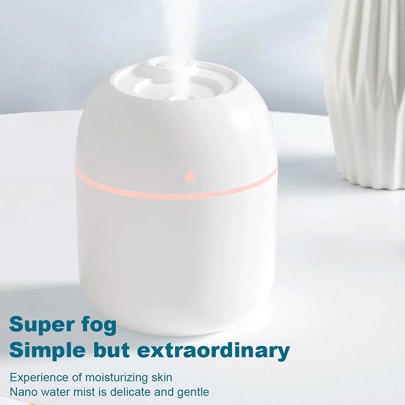 Portable Water Drop Humidifier USB Desktop Indoor Air Atomization Humidifier Household Mute Large Spray Humidifier 220ML Diffuser LED Lamp Diffuser Car Purifier LED Night Light