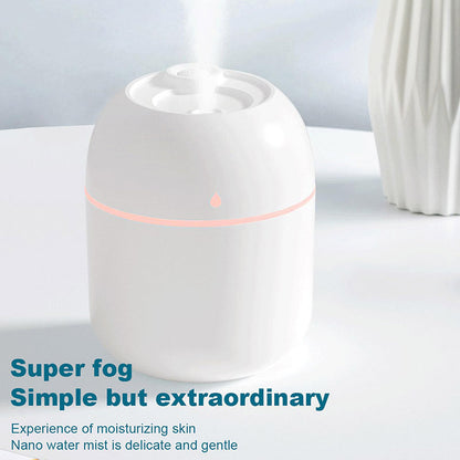 Portable Water Drop Humidifier USB Desktop Indoor Air Atomization Humidifier Household Mute Large Spray Humidifier 220ML Diffuser LED Lamp Diffuser Car Purifier LED Night Light
