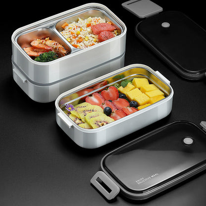 304 Stainless Steel Lunch Box for School Office 1/2 Layers Microwavable portable Grids bento Food Storage Containers
