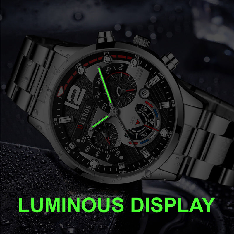 2024 Fashion Mens Watches Luxury Stainless Steel Quartz Wristwatch Calendar Luminous Clock Men Business Casual Watch