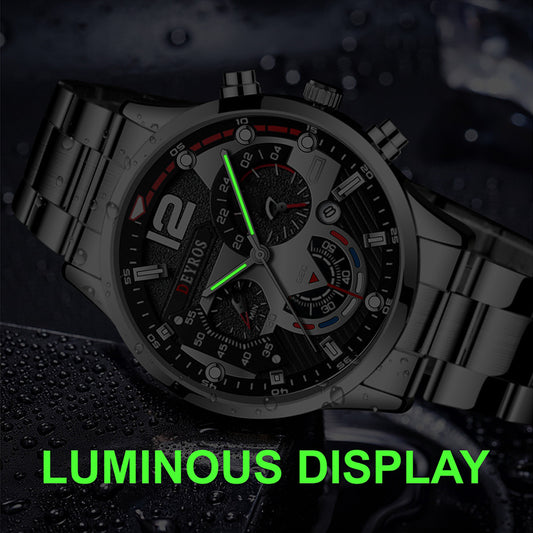 2024 Fashion Mens Watches Luxury Stainless Steel Quartz Wristwatch Calendar Luminous Clock Men Business Casual Watch