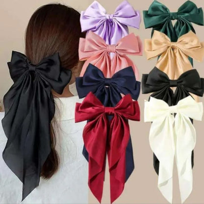 Hair Bows For Women Large Bow Hair Clip Soft Long Tails Metal Clips Bow Tie Hair Clip For Women Girls Accessories
