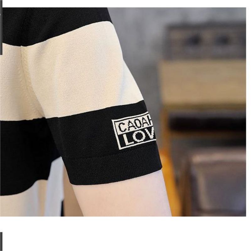 Men's Fashion Harajuku Short Sleeve Business Casual Striped T-Shirt