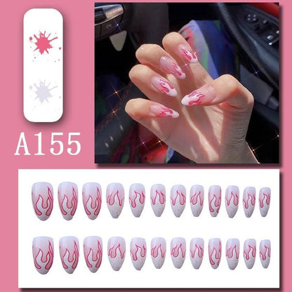 FRANK 24pcs Fake Nails Reusable Stick On Nails Press on Full Cover False Nail Tips with Jelly Stickers Makeup Accessories