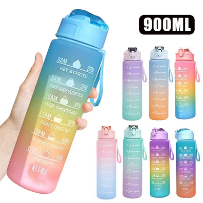 900ML Large Capacity Water Bottle Sports Water Bottles with Time Marker Leak-proof Cup Motivational Portable Water bottle for Outdoor Sport Fitness Kitchen & Dining room appliances