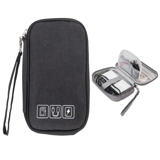 Data Cable Storage Bag Waterproof Travel Organizer Bag Portable Carry Case Double Layers Storage Bag for Cable Cord USB Charger