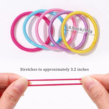 200/300pcs Cute Hair Ties For Kids & Girls - Colorful Elastic Polyester Hair Bands Ponytail Holder Children Rubber Band Hair Accessories