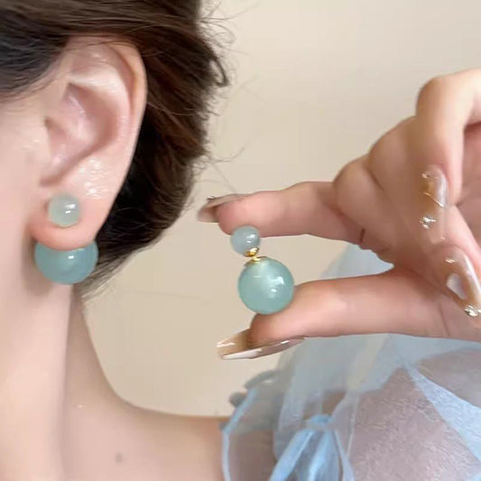 Jelly colored pearl bubble earrings female fresh countercolor earrings Korean sweet a three wear earrings
