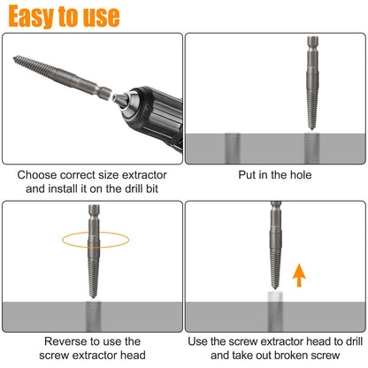 12Pcs Stud Screw Extractor Remover 1/4 Inch Hex Shank Damaged Bolt Easy Out Sets