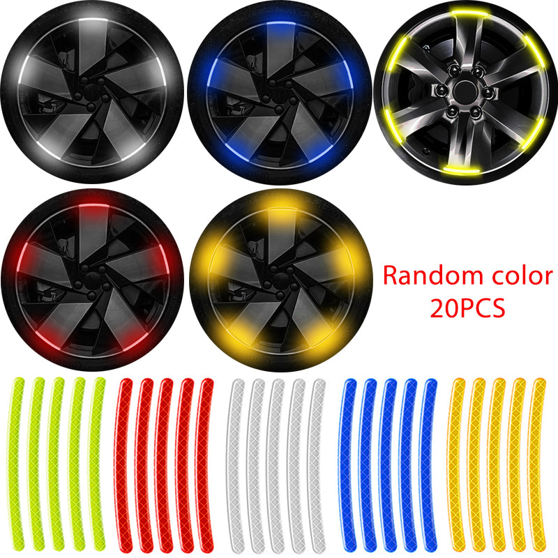 20pcs Car Wheel Hub Reflective Sticker Tire Rim Reflective Strips Luminous Sticker for Night Driving Car Bike Motorcycle Wheel Sticker Car-Styling Accessories