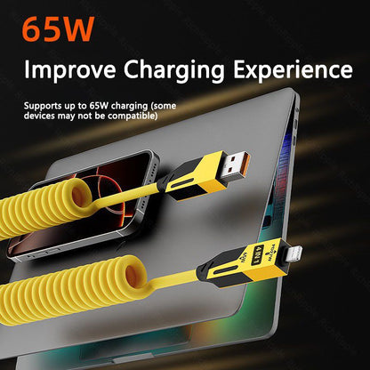 RichRipple 4 in 1 65W 1.5M Fast Charging Cable USB Data Cables Suitable For IPhone Xiaomi Tecno Huawei Samsung Charger Liquid Silicon Type-C Micro Lighting Charging Cable