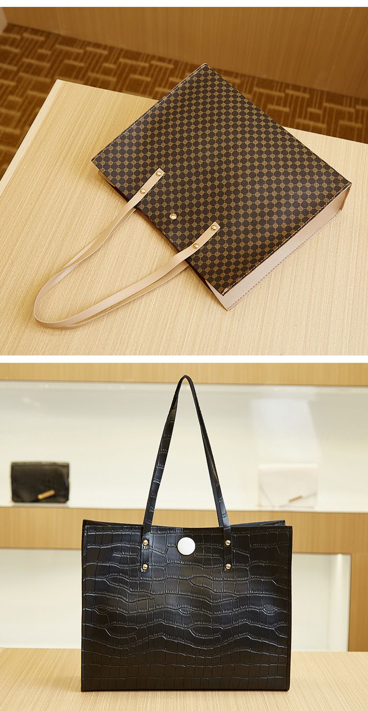 Vintage fashion large capacity women's bag Mommy bag crocodile print handbag shoulder bag