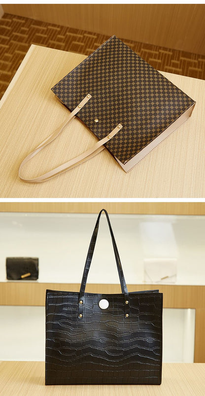 Vintage fashion large capacity women's bag Mommy bag crocodile print handbag shoulder bag