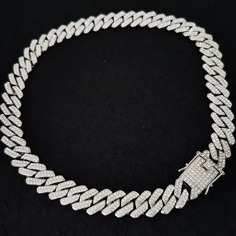 1pcs luxury chain jewelry 14mm miami cuban chain link necklace or bracelet rapper hip hop dangles men /women bling ice chains necklace men fashion jewelry accessories gift for friend