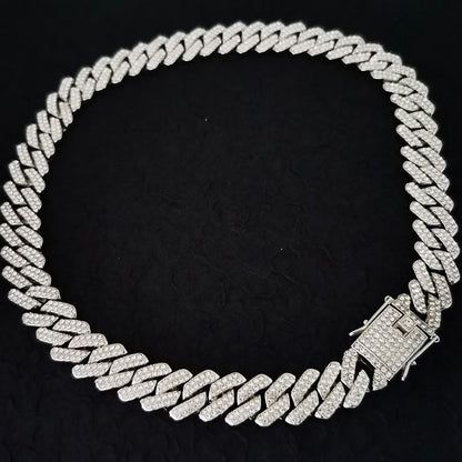 1pcs luxury chain jewelry 14mm miami cuban chain link necklace or bracelet rapper hip hop dangles men /women bling ice chains necklace men fashion jewelry accessories gift for friend
