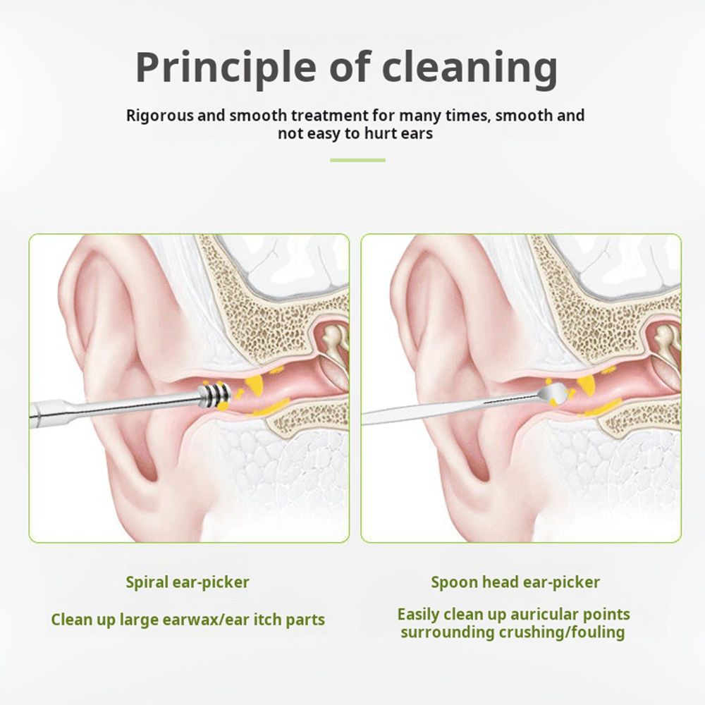 6-piece set Stainless steel ear spoon set ear spoon earwax picking tool storage tube portable