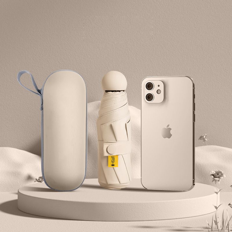 UPF50+ Mini Capsule Folding Umbrella Fully Automatic Umbrella Folding Umbrellas UV Sunshade Small Pocket Parasol for Dual Use Protection