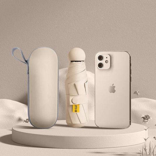 UPF50+ Mini Capsule Folding Umbrella Fully Automatic Umbrella Folding Umbrellas UV Sunshade Small Pocket Parasol for Dual Use Protection